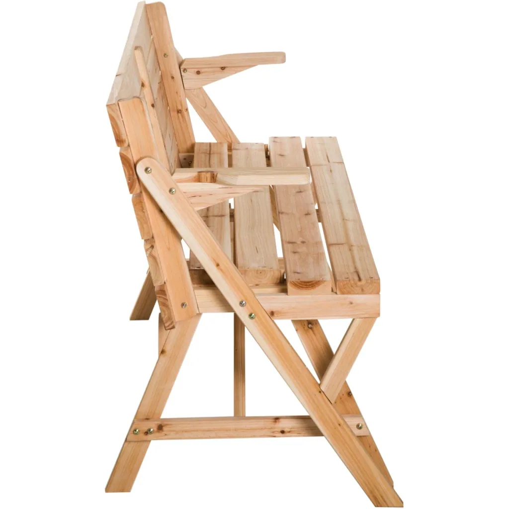 Bierzeltgarnitur 2-in-1 klappbar Sitzgruppe Gartengarnitur 1 x Tisch 2 x Sitzbank Tannenholz Natur 138 x 130 x 73 cm