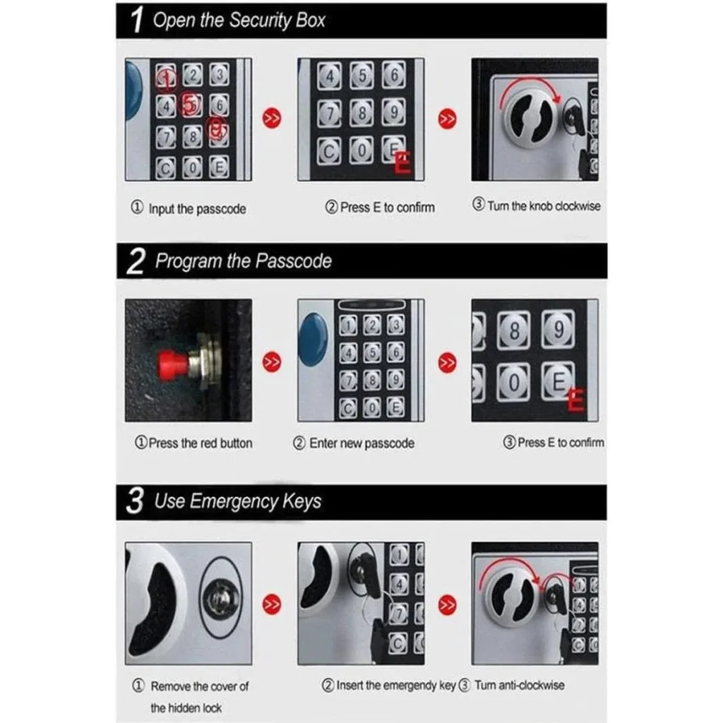Safe - Elektronischer Safe - 31x20x20 cm - Schwarz