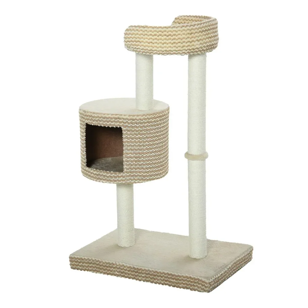 Katzenbaum Kratzbaum Kletterbaum Katzenkratzbaum, kuschelige Aussichtsplattformen, beige und kaffee, Spanplatte, Plüsch,