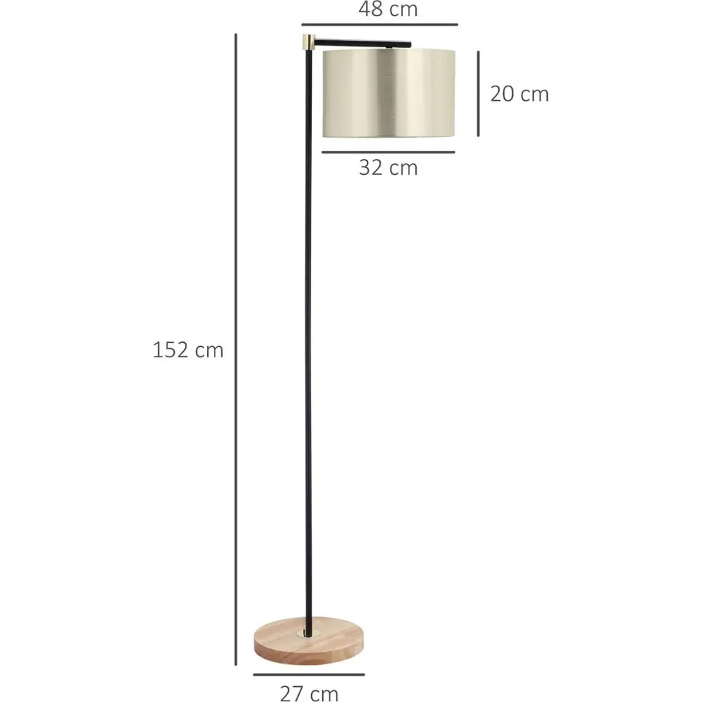 Stehlampe Wohnzimmer Stehleuchte 40W moderne Standleuchte mit E27 Fassung Stoffschirm für Schlafzimmer Büro elegant Gold