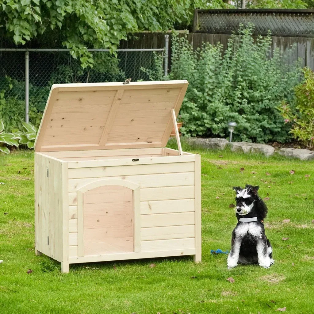 Hundehütte Hundehaus faltbar Haustierhaus katzenhaus Massivholz Natur 78 x 51 x 62 cm