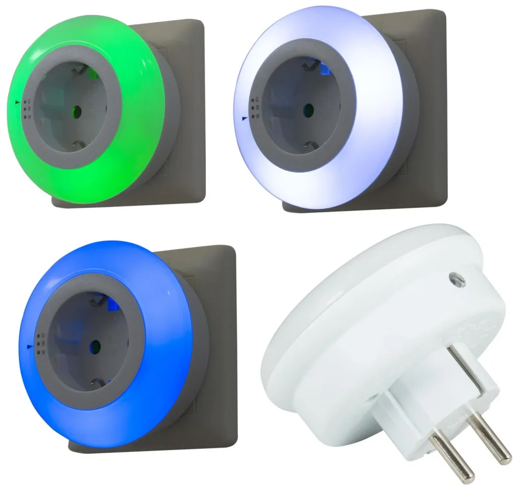 LED Nachtlicht - Zwischenstecker mit Dämmerungsschalter, 3 Farben wählbar