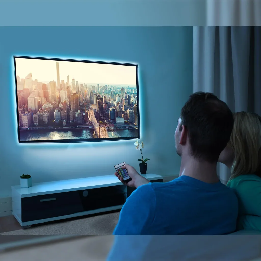 TV-LED Beleuchtungs-Set 2 m Farbwechsel, 48 RGB-LEDs, 3 x Verbinder und 3 x Verbindungskabel