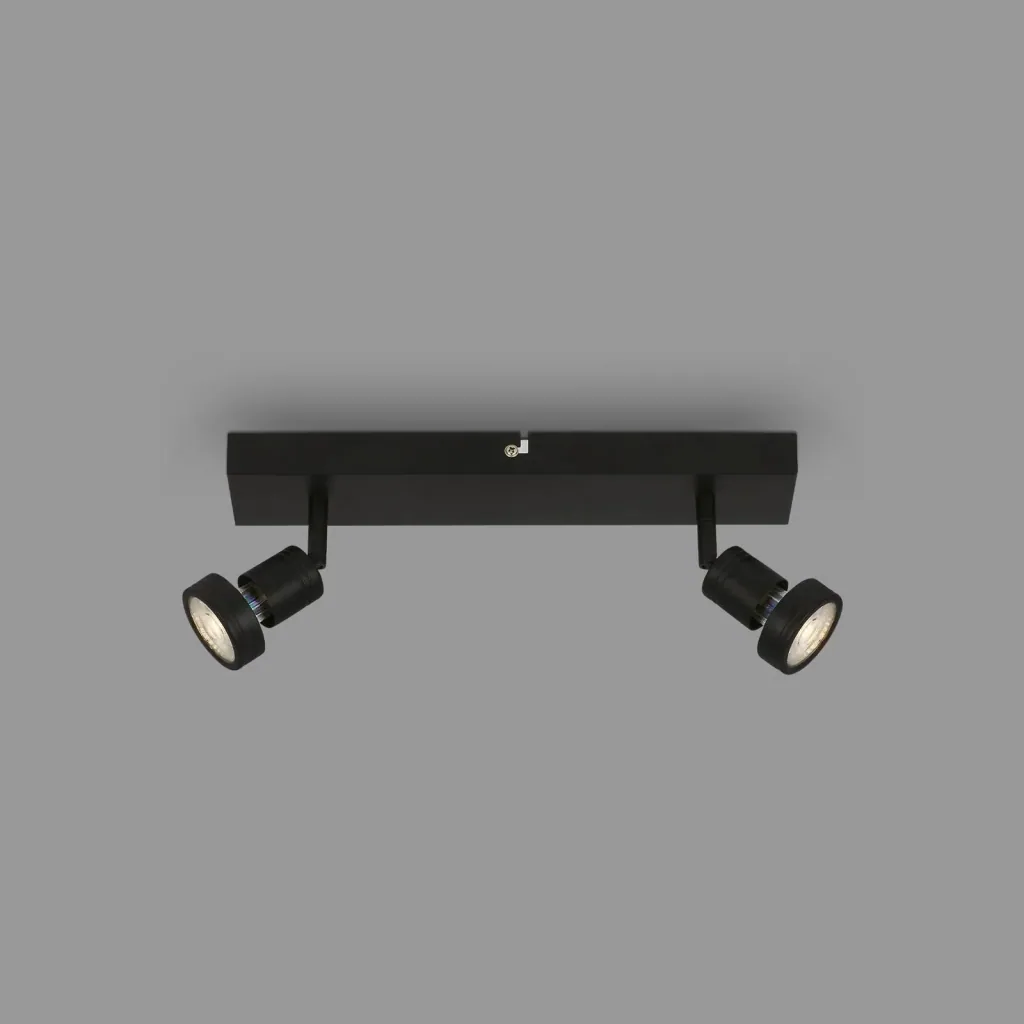 LED Spotleuchte 2-flammig, schwarz, 2 x GU10 Fassung, inklusive 2 x LED Leuchtmittel, 4,9 Watt, 460 lm, 3000 K