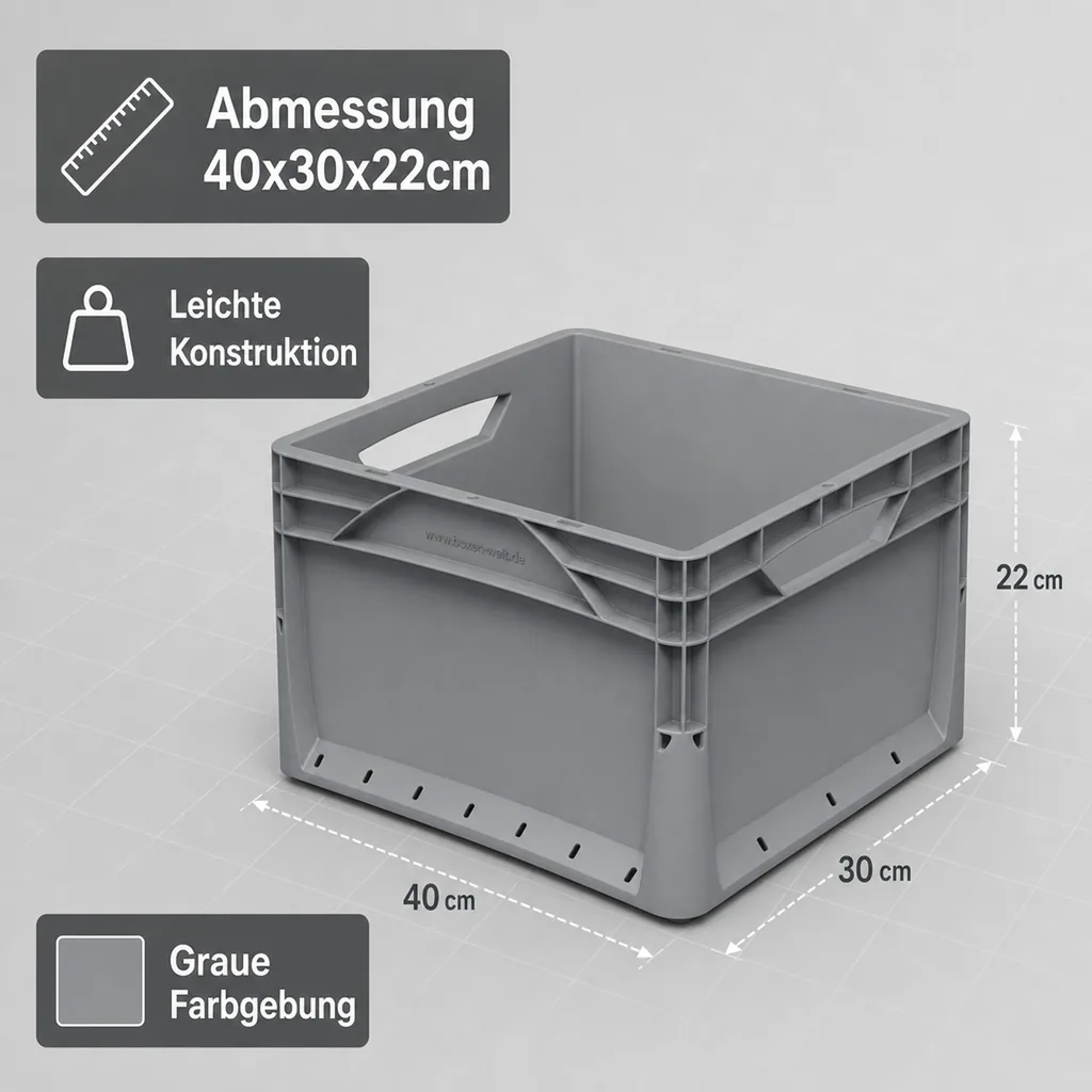 Eurobox 40x30x22cm grau 20l