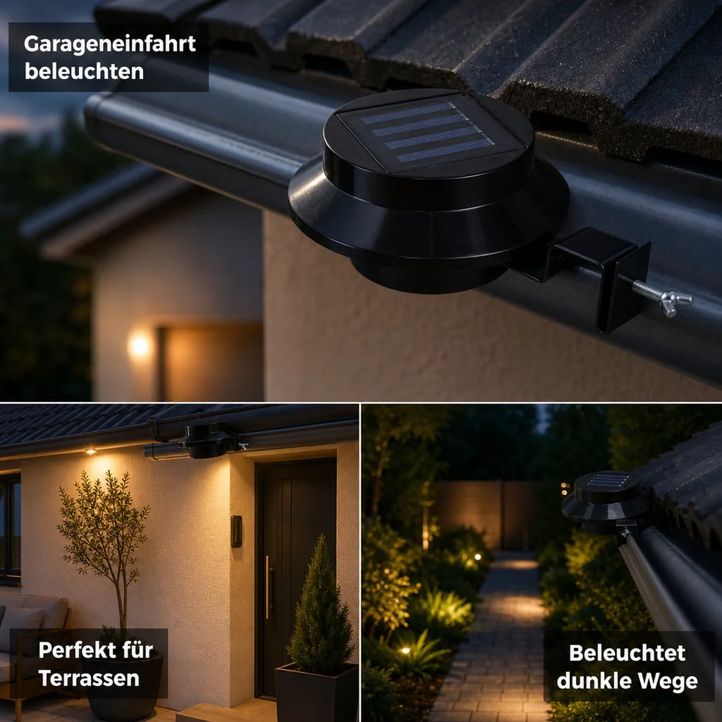 Dachrinnen Solarleuchte, 3er-Set