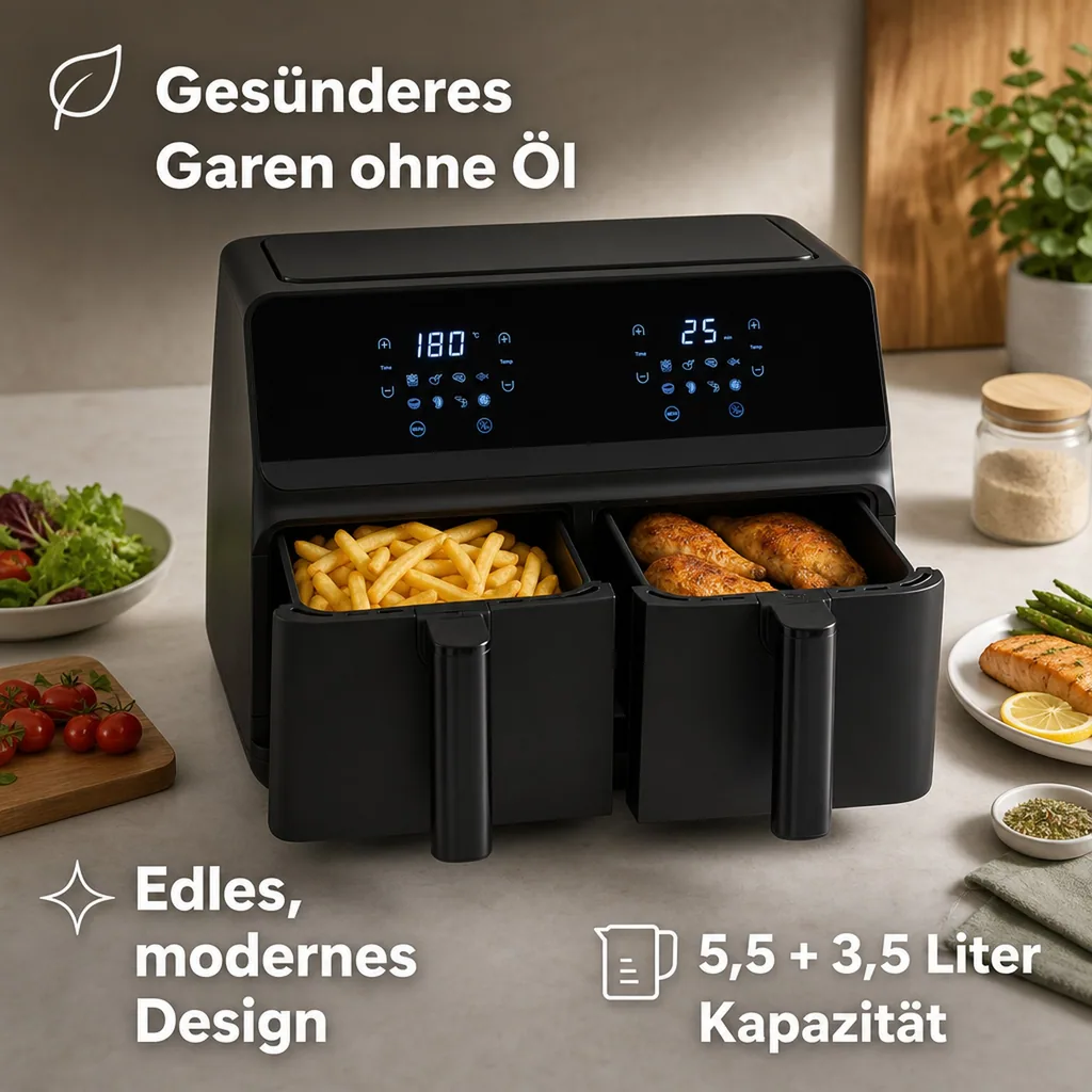 Heißluft Fritteuse, doppelt