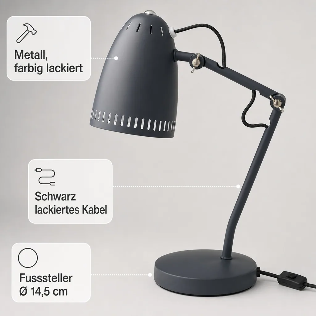 Superliving Schreibtischlampe "Dynamo 345" matt schwarz