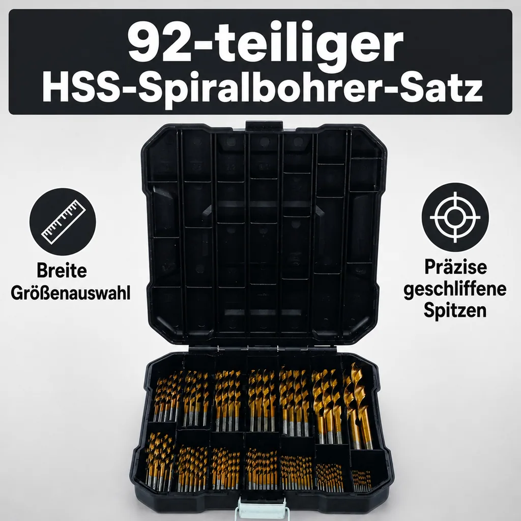 HSS-Spiralbohrer-Satz, 92-teilig