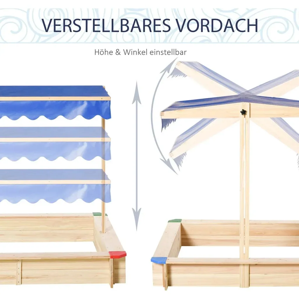 Sandkiste mit verstellbarem Dach naur, blau