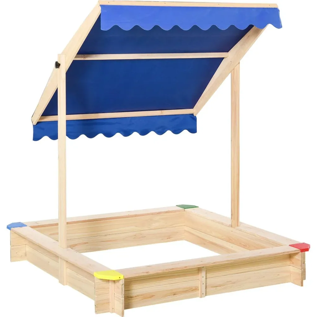Sandkiste mit verstellbarem Dach naur, blau