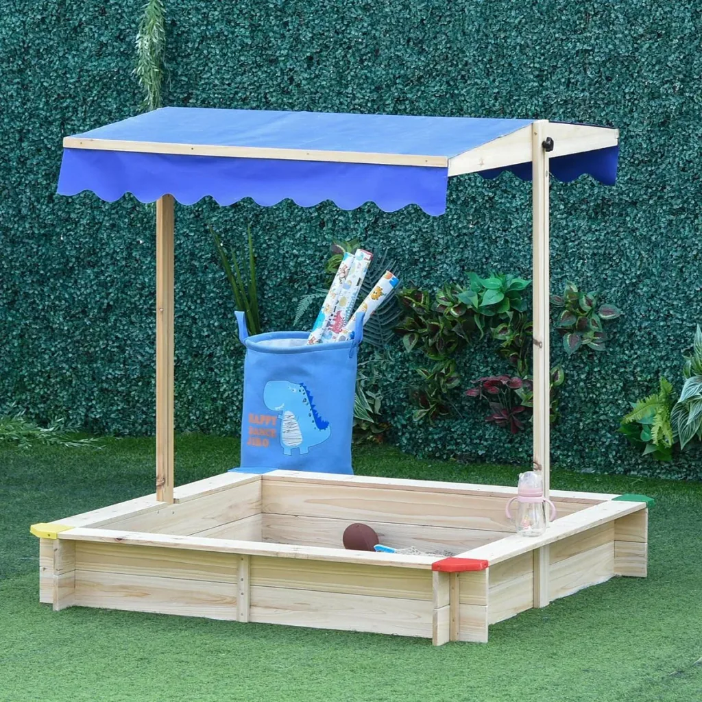 Sandkiste mit verstellbarem Dach naur, blau