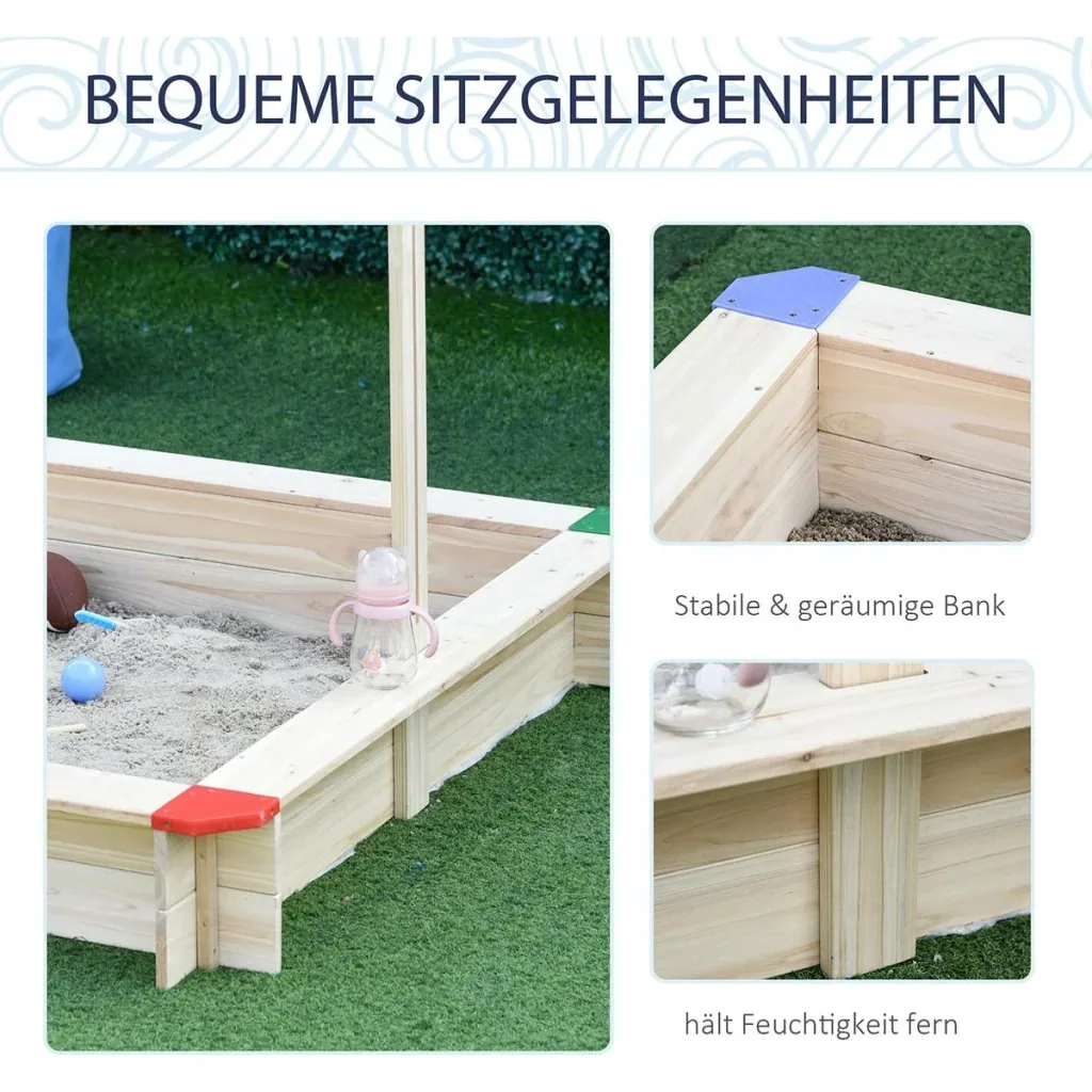 Sandkiste mit verstellbarem Dach naur, blau