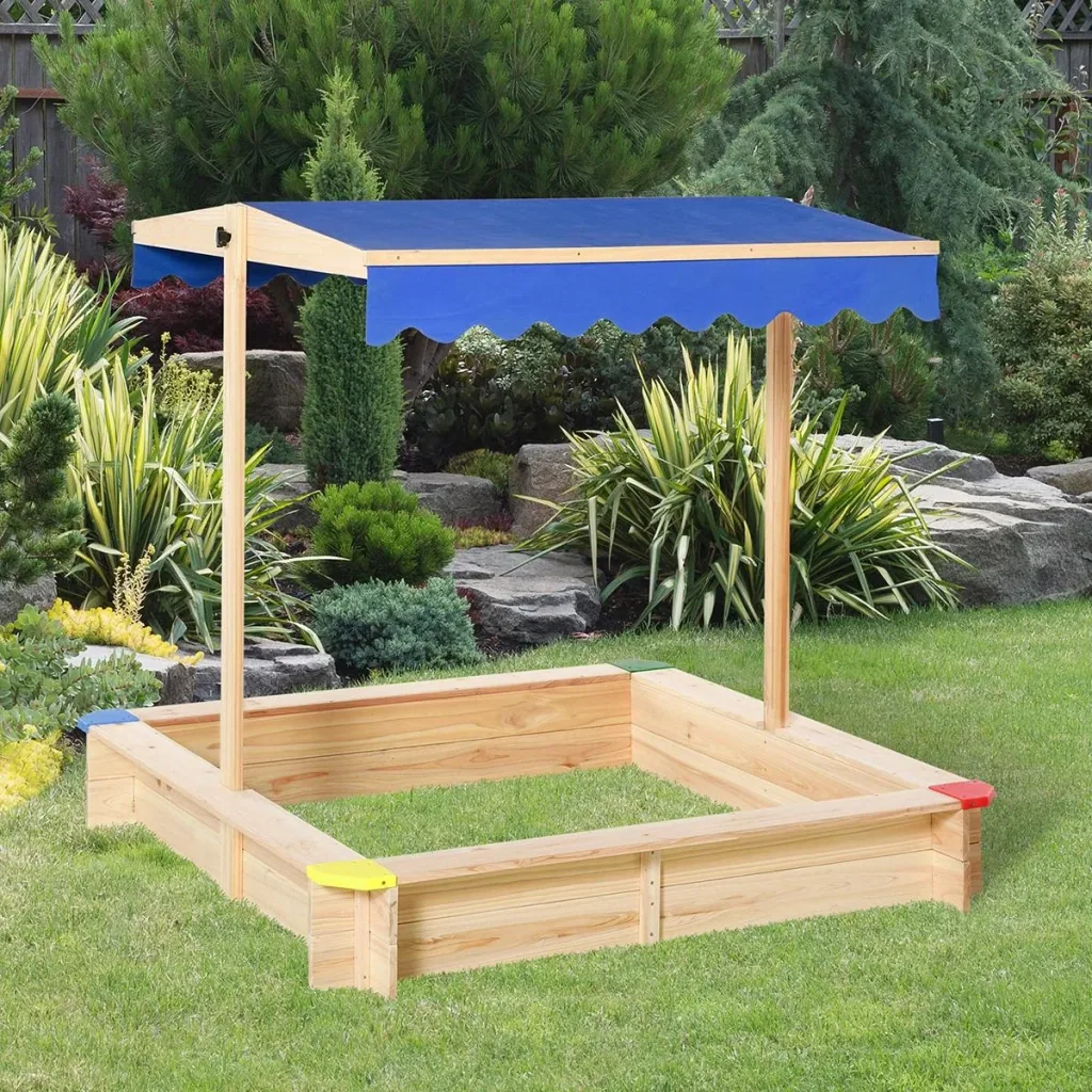 Sandkiste mit verstellbarem Dach naur, blau