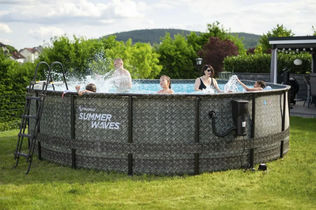 Aufstellpoool Framepool-Set, 488 x 122 cm, Rattan-Optik, inklusive Filterpumpe