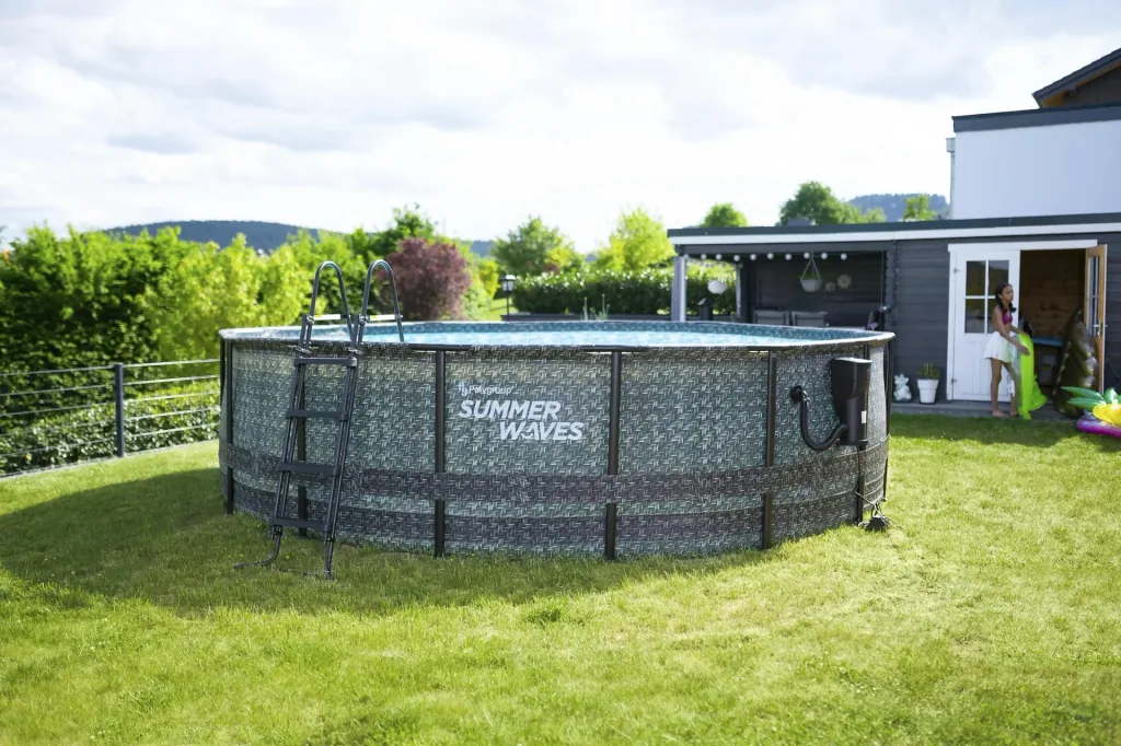 Aufstellpoool Framepool-Set, 488 x 122 cm, Rattan-Optik, inklusive Filterpumpe