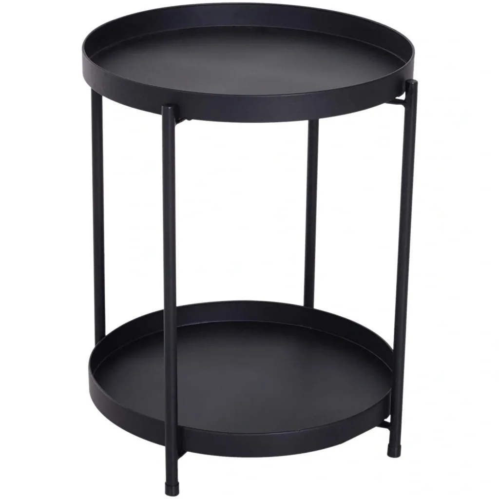 Beistelltisch Kaffeetisch Couchtisch Tablett Metall Schwarz Ø51 x 65 cm