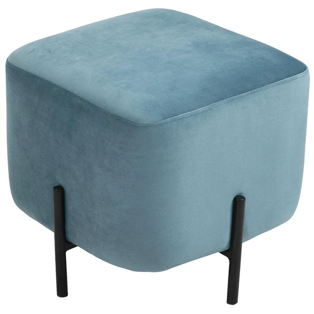 Fußhocker Fußstütze gepolstert Polyester Stahl Schaumstoff Türkis 44,5 x 44,5 x 41,5 cm