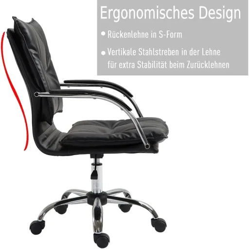 Bürostuhl Drehstuhl höhenverstellbar rollbar ergonomisch PU schwarz 64 x 57 x (91 101) cm