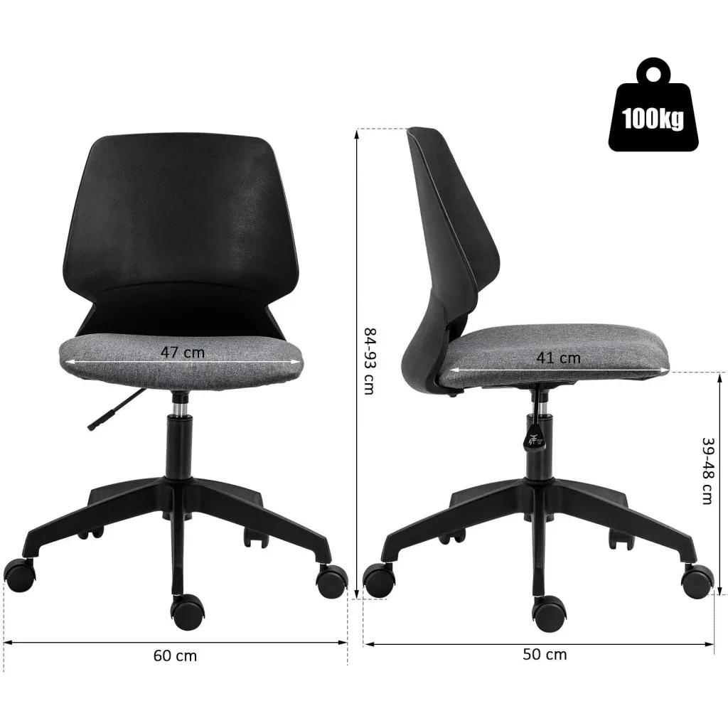 Drehstuhl Bürostuhl Schreibtischstuhl rollbar höhenverstellbar ergonomisch gepolstert Leinen 60 x 50 x (84 93) cm