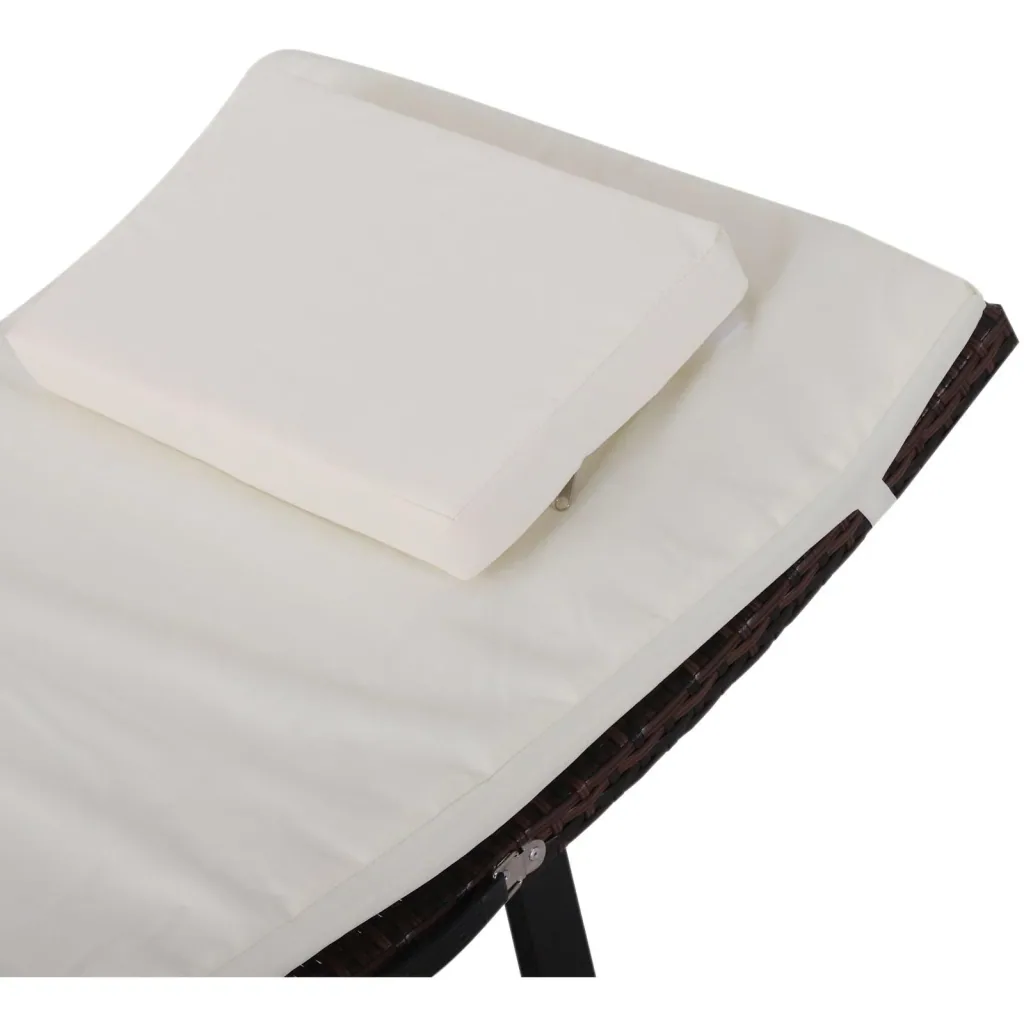 Gartenliege Sonnenliege mit Kissen Relaxliege ergonomisch wetterbeständig Polyrattan Braun 196 x 61 x 53 cm