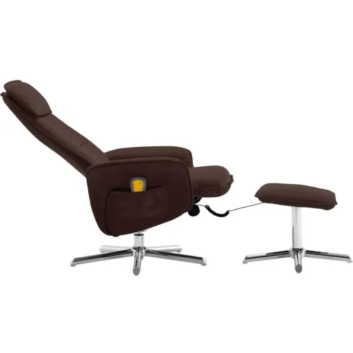 Massagesessel verstellbar mit Fußhocker Kunstleder braun