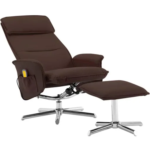 Massagesessel verstellbar mit Fußhocker Kunstleder braun