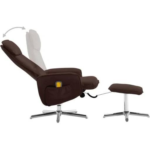 Massagesessel verstellbar mit Fußhocker Kunstleder braun