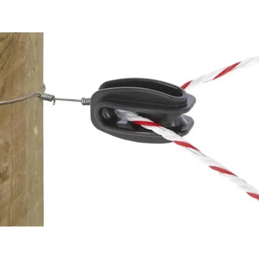 Schwarzer Kunststoffisolator für Schnur (25 Stück)