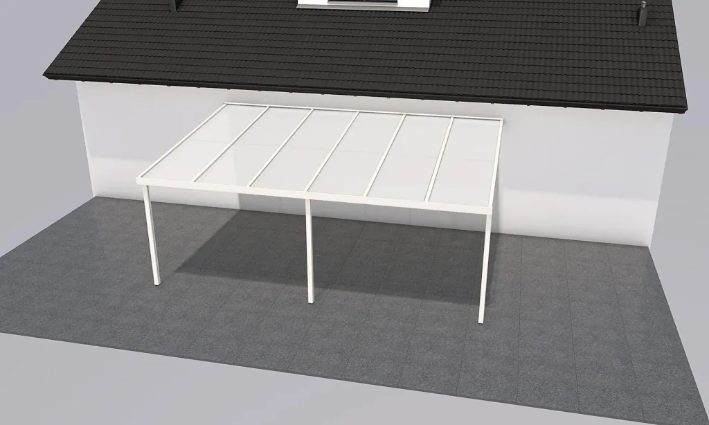 Terrassendach Premium, weiß, 6110 x 4060 mm - Klima blue
