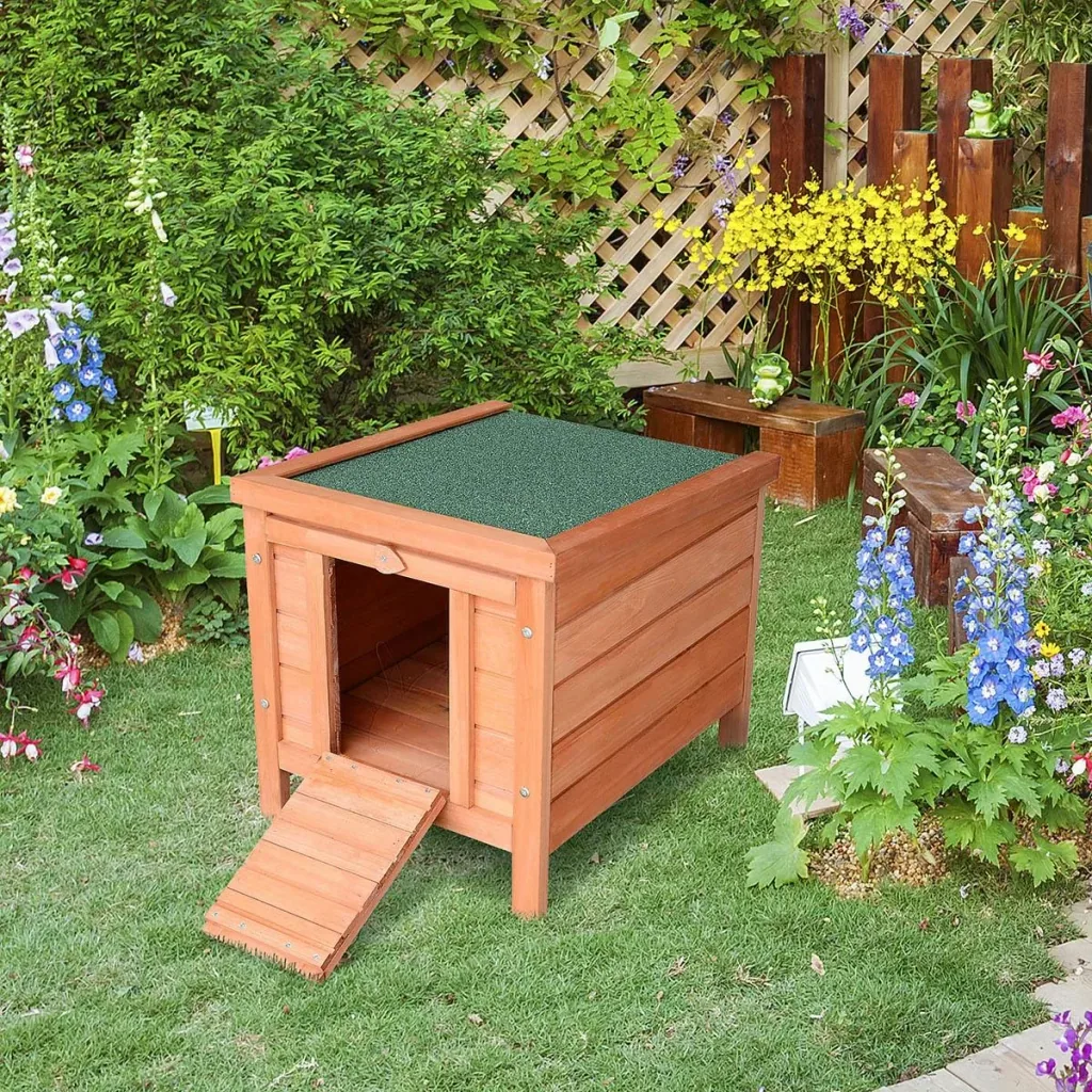 Kaninchenstall mit Schräge Holz Grün + Natur