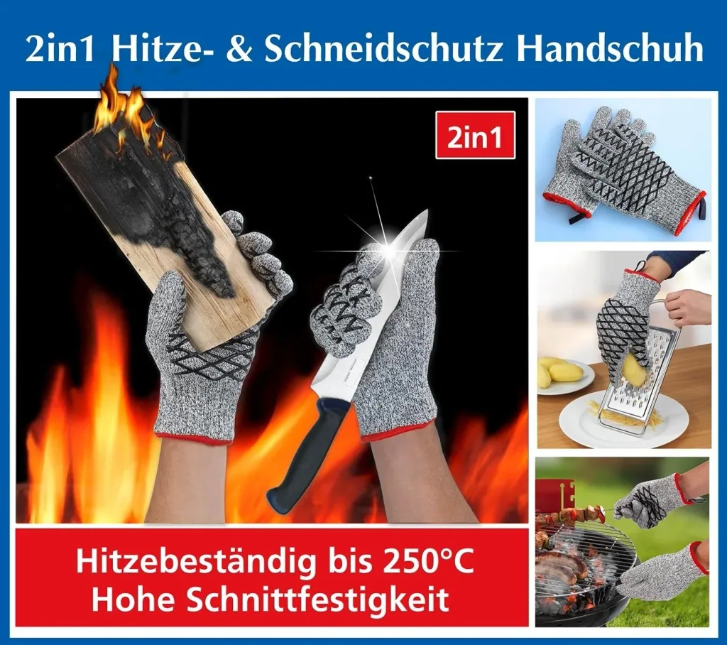 Hitze- und Schneidschutzhandschuhe, Herrengröße, 1 Paar