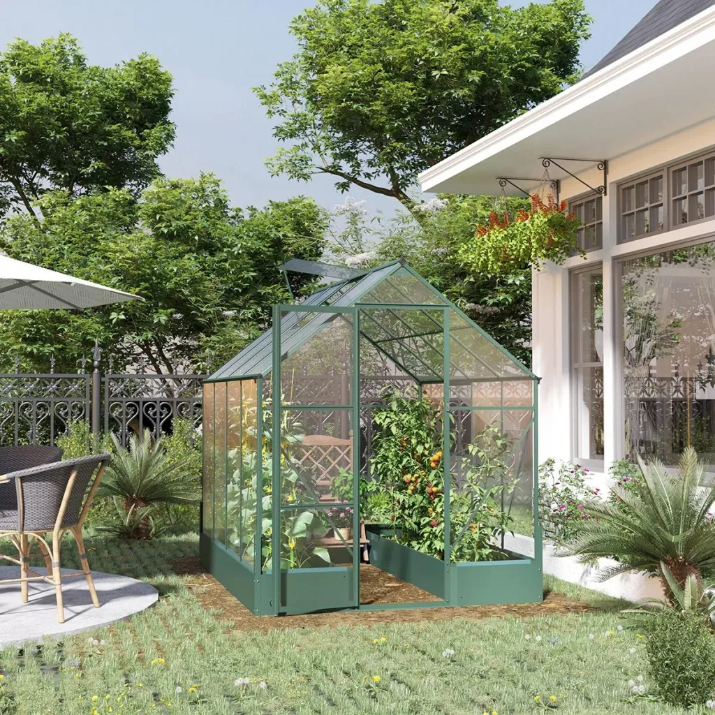 Gewächshaus für den Garten, vielseitig nutzbar als Treibhaus, Tomatenhaus, Frühbeet und Pflanzenhaus, 4 mm PC Sonnenschu