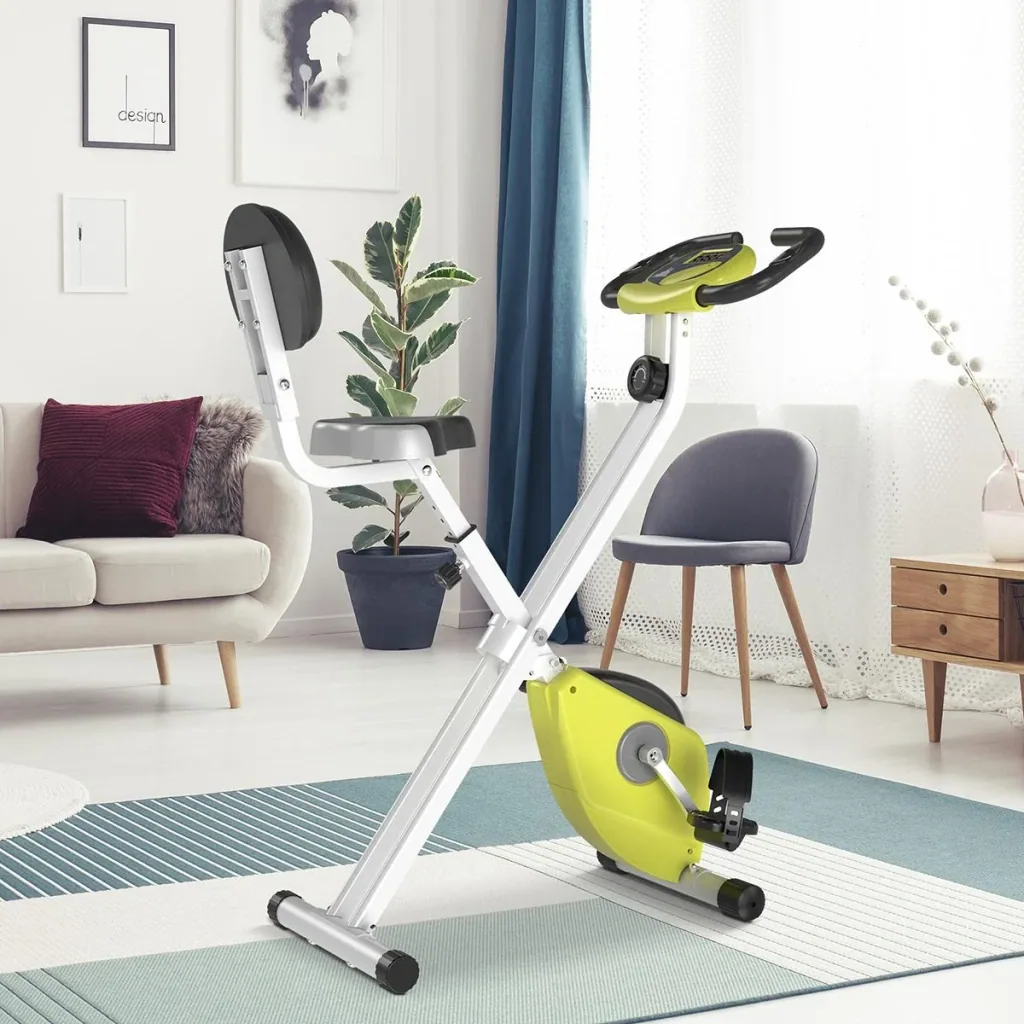 Heimtrainer Fahrradtrainer mit 8 stufig einstellbarem Magnetwiderstand höhenverstellbar Stahl Gelb+Weiß 43 x 97 x 109 cm