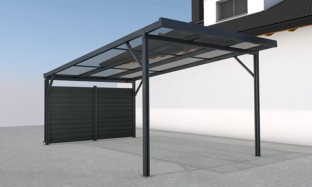 Seitenwand für Carports, anthrazit, 2,96 x 1,86 m, WPC Dielen dunkelgrau