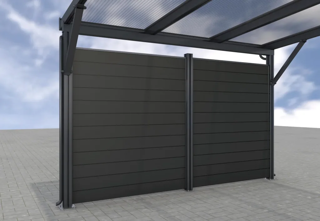 Seitenwand für Carports, anthrazit, 2,96 x 1,86 m, WPC Dielen dunkelgrau