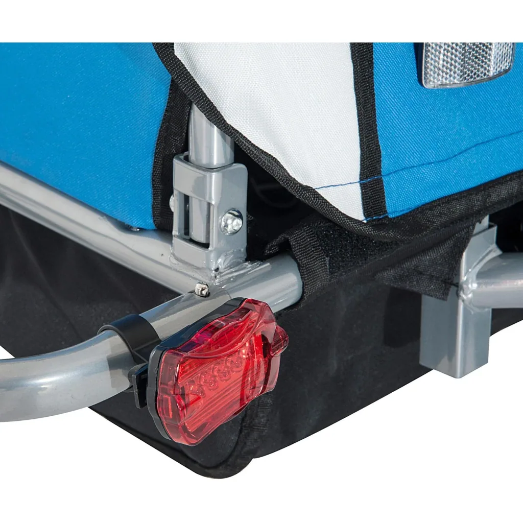 Kinderanhänger 2 in 1 Fahrradanhänger Jogger 360° Drehbar Blau-Grau