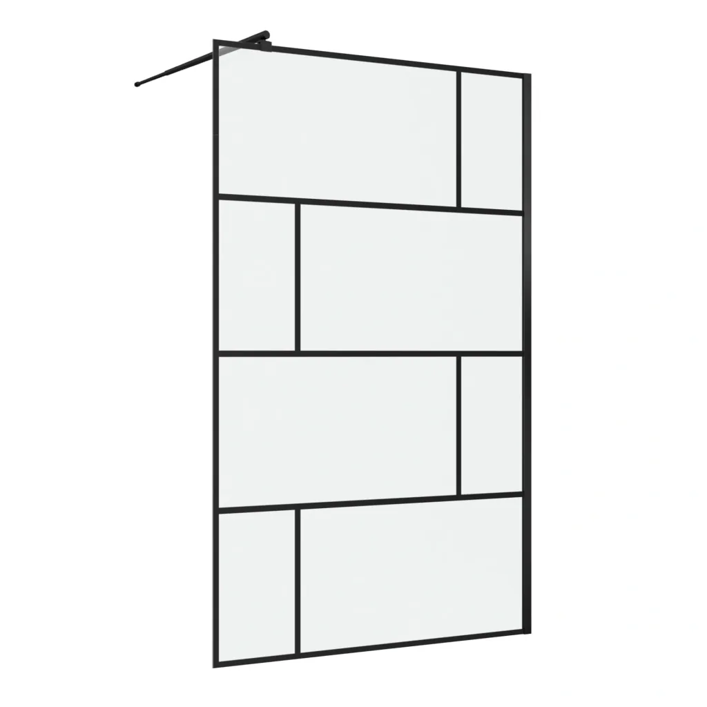 Duschwand in mordernem Design 120 x 195 cm - Glasdusche mit matt schwarzen Wandprofil -  inklusive Wandhalterung