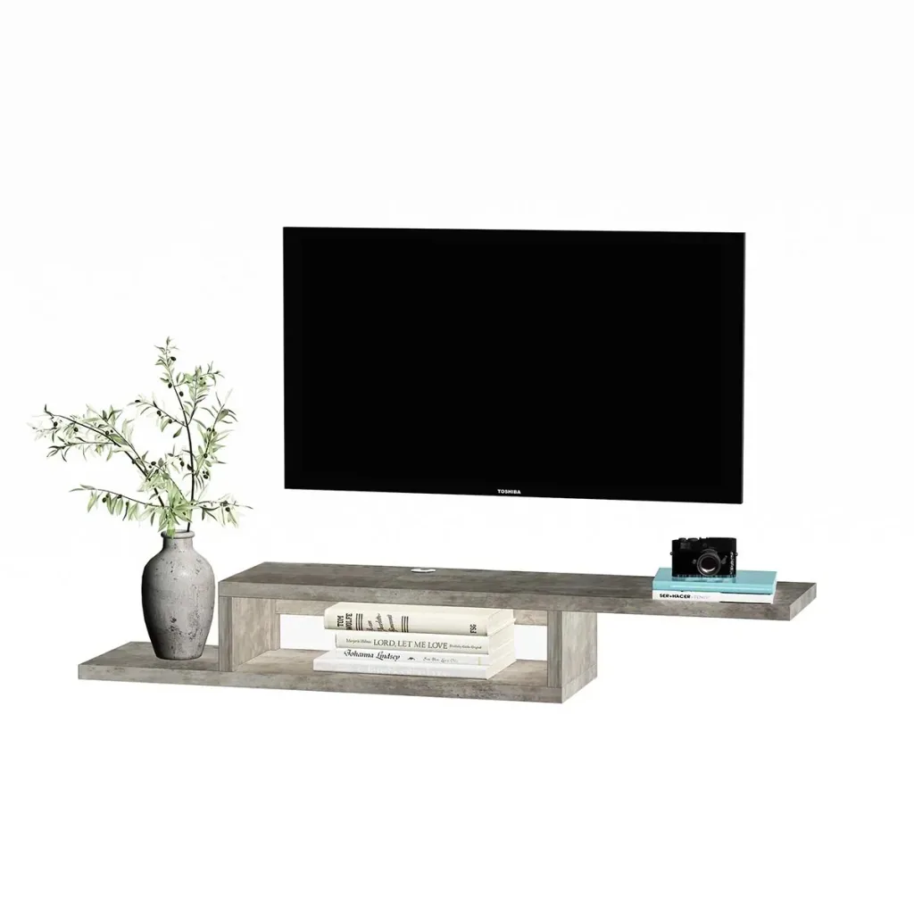 TV Hängeschrank Lowboard Hängeboard Fernsehschrank Multimedia Konsole Spanplatte Zementgrau 152,4 x 29,8 x 21 cm