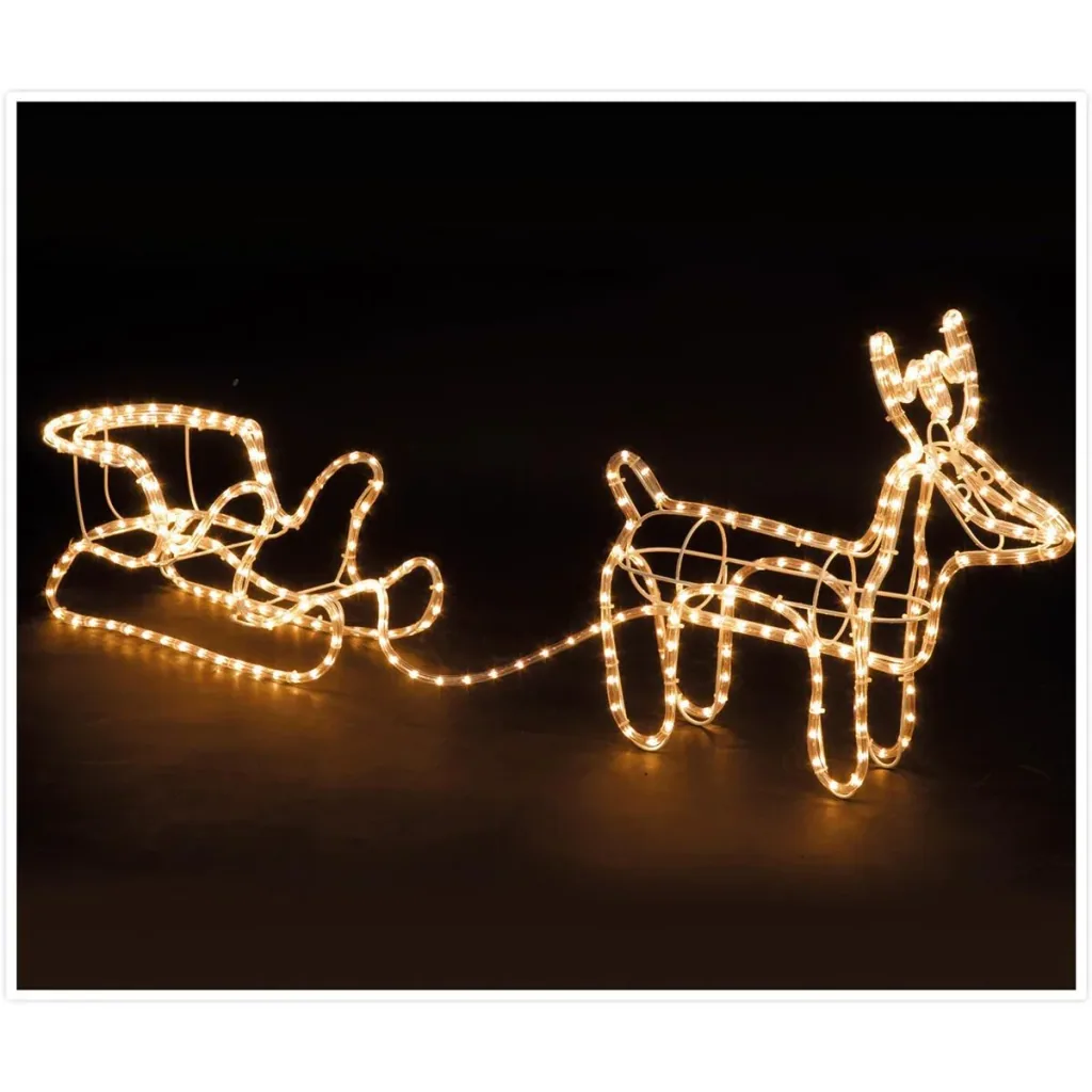 Weihnachtsbeleuchtung Rentier mit Schlitten - 2er-Set - Warmweiß