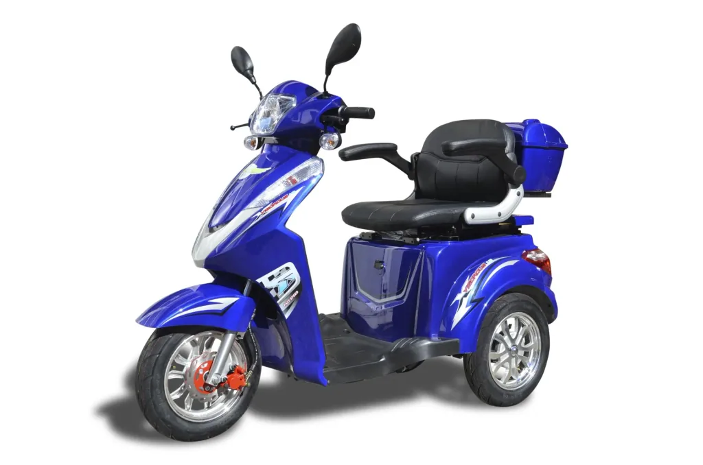 Elektro Dreirad blau - herausnehmbarer Li-Io Akku 30 Ah - 25 km/h - Seniorenmobil
