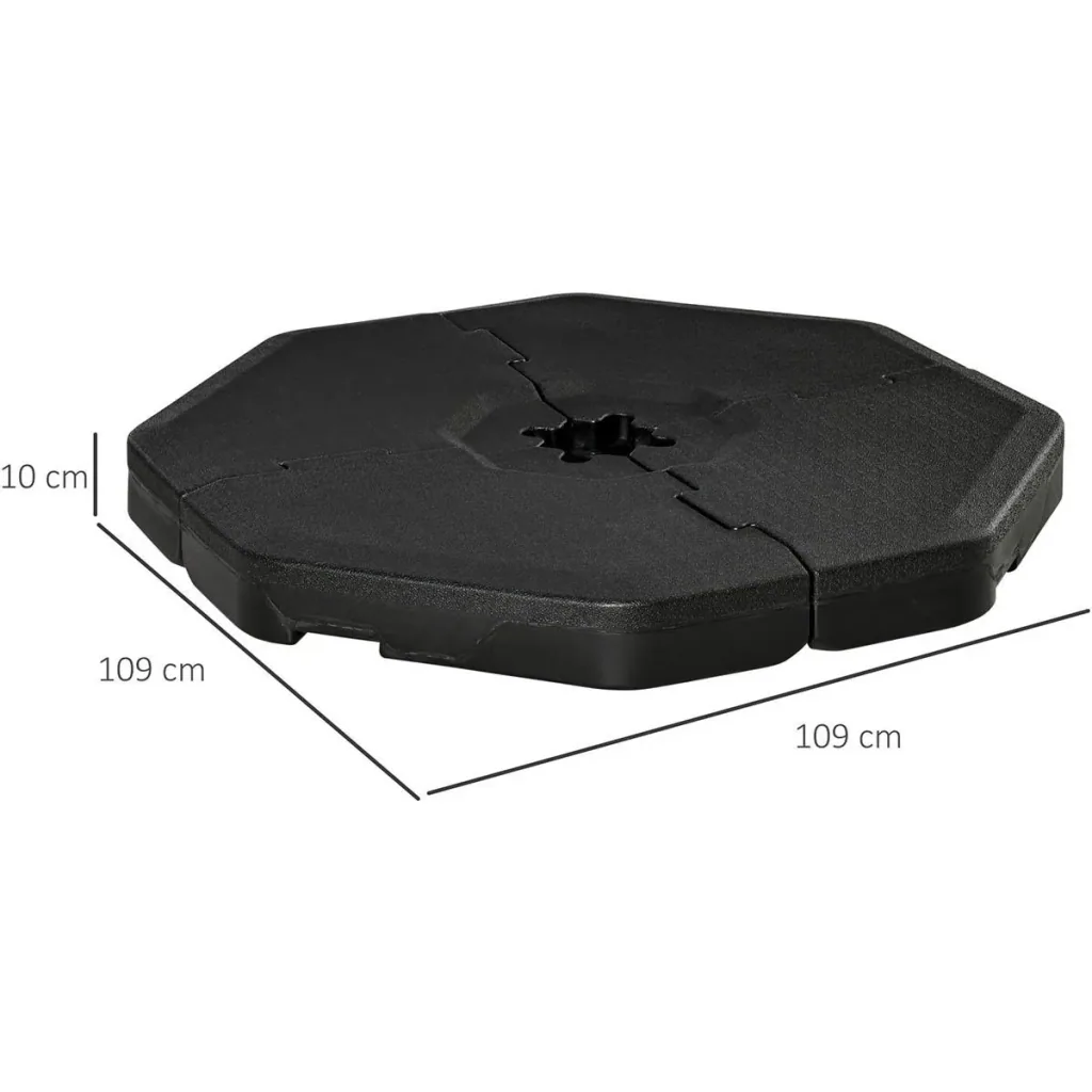 Sonnenschirmgewicht 4-tlg. Schirmgewicht für Ampelschirm Bodenkreuz Sand/Wasser befüllbar bis 140 kg HDPE Schwarz