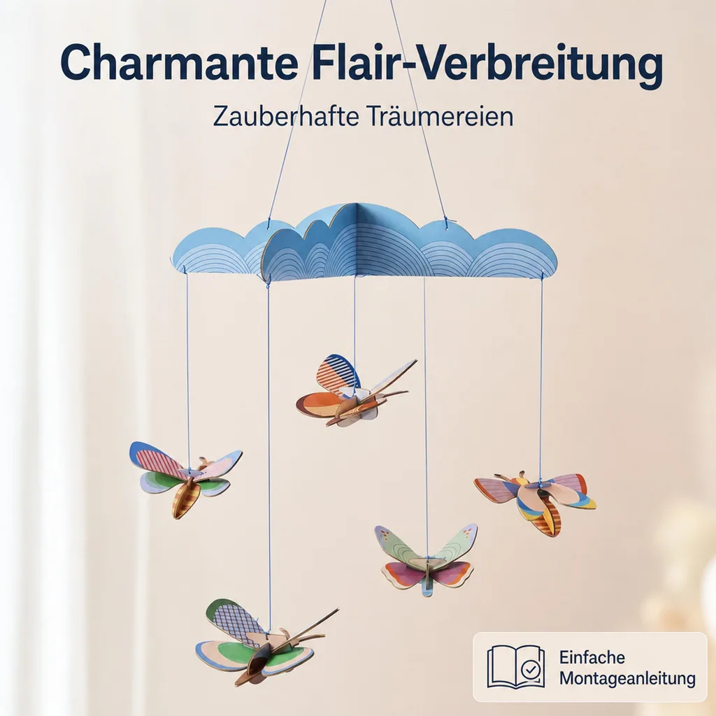 Studio ROOF Bastel-Set, 3D Wandobjekt, Baby Mobile - Schmetterlingstanz