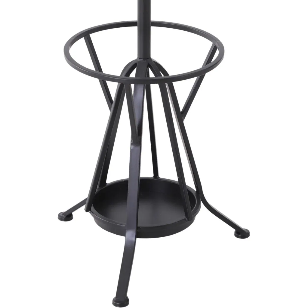 Kleiderständer Garderobeständer mit Schirmständer 12 Haken 6 Schirme Metall Schwarz 34,5 x 34,5 x 180 cm