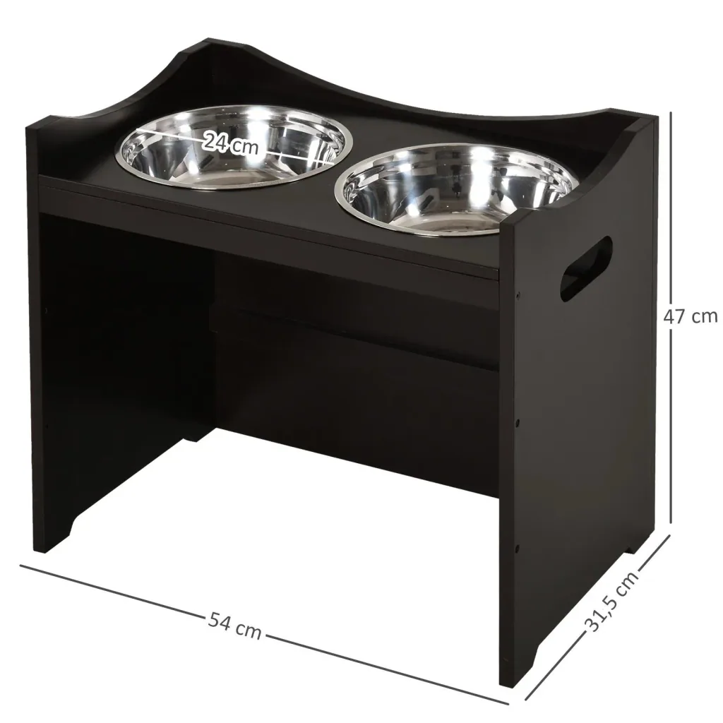 Höhenverstellbare Hundeschüssel MDF rostfrei, dunkelbraun
