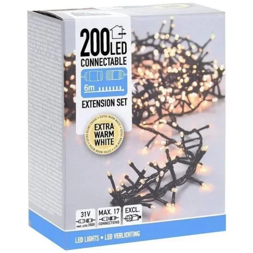 Weihnachtsbeleuchtung - Verkettbar - 200 LED - 6 Meter - Warmweiß