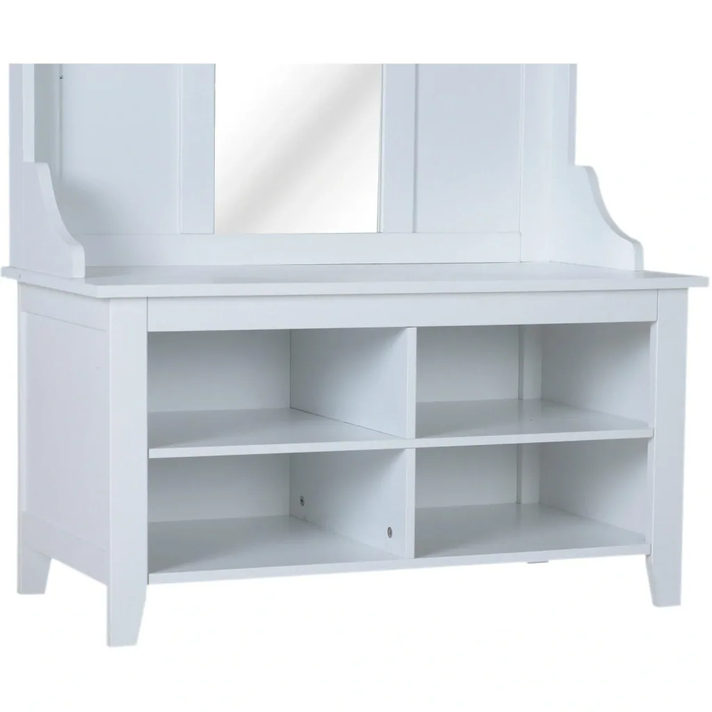 Flurgaderobe 3-in-1 Wandgarderobe mit Schuhschrank 4 Haken Weiß 80 x 40 x 170 cm