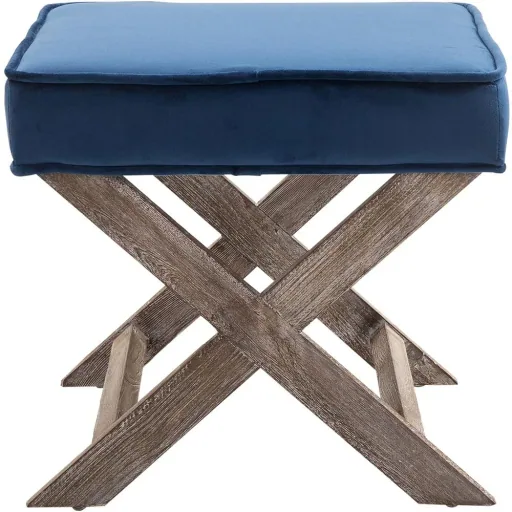 Fußhocker Sitzhocker Fußbank Sitzbank Chesterfield Polsterhocker Fußablage Samt blau 49,5 x 45 x 41 cm