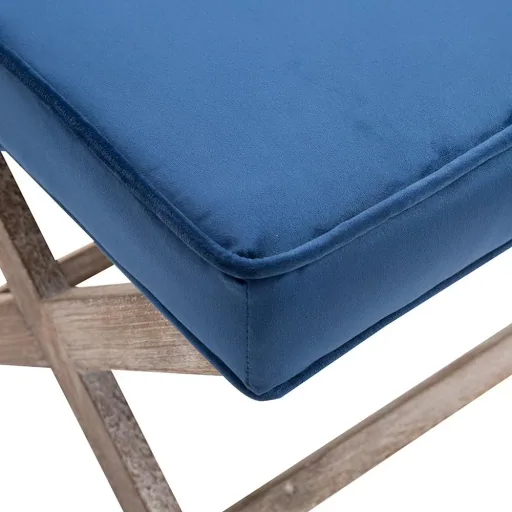 Fußhocker Sitzhocker Fußbank Sitzbank Chesterfield Polsterhocker Fußablage Samt blau 49,5 x 45 x 41 cm