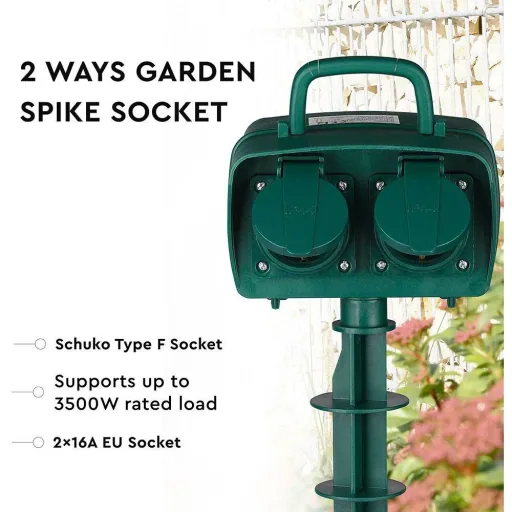 VT-1112-3 Gartensteckdose mit Zeitschaltuhr - 3 Meter - schwarz -IP44
